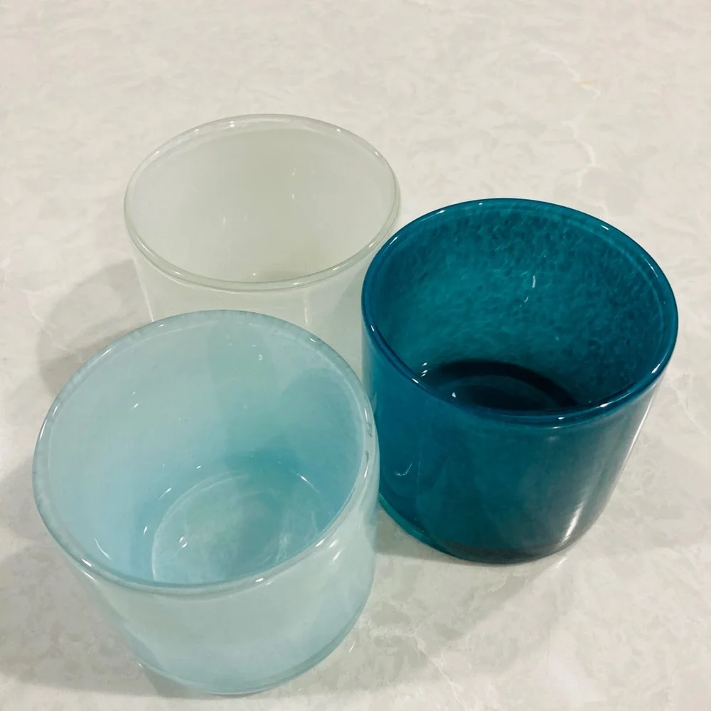 west elm glass tealight holders - 3 total